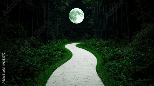 A moonlit path in a forest, leading to nowhere, aimlessness, lost in life s journey