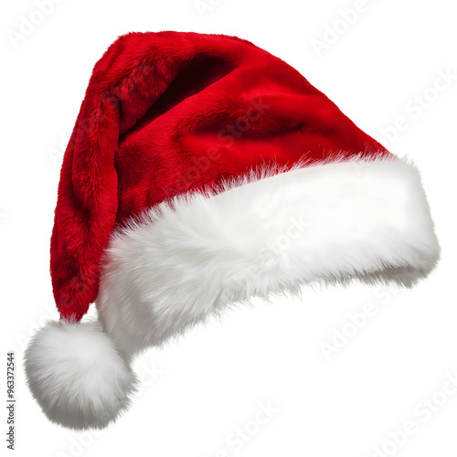 red Santa hat isolated on transparent background Generative Ai.