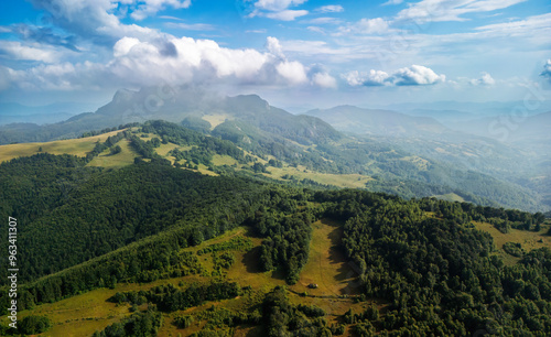 Aerial view of Apuseni Mountains in Romania