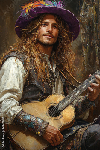 musical bard playing the guitar