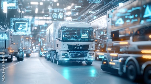 IoT devices embedded in delivery trucks tracking routes