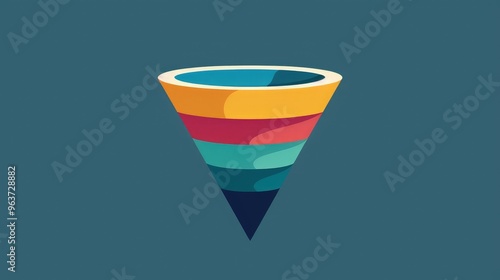 Colorful Inverted Pyramid Illustration on Teal Background