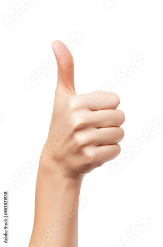 Thumbs up gesture, symbolizing positivity, and encouragement, isolated on transparent background