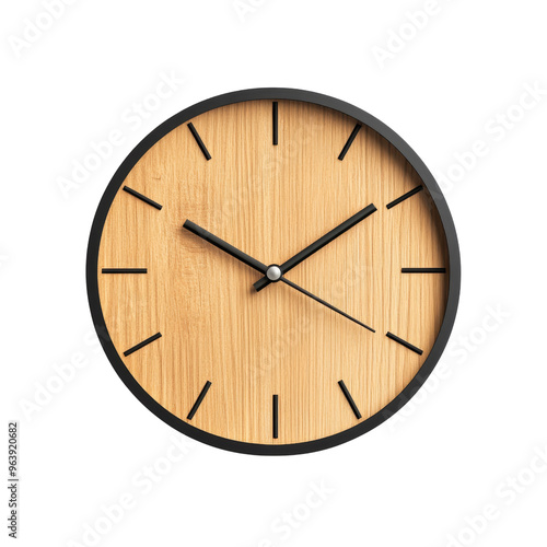 Wooden Clock with Black Frame