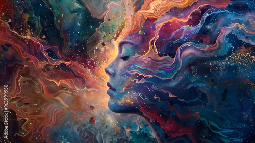 Abstract Woman in a Cosmic Landscape