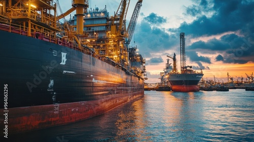 Ship loading and unloading On the coast in the harbor