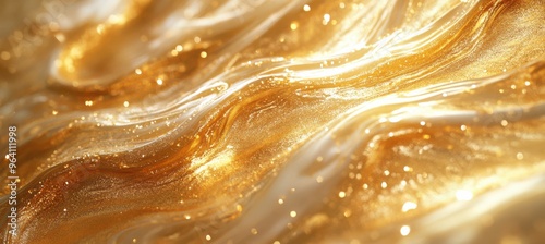 Abstract Golden Liquid Art with Metallic Sheen