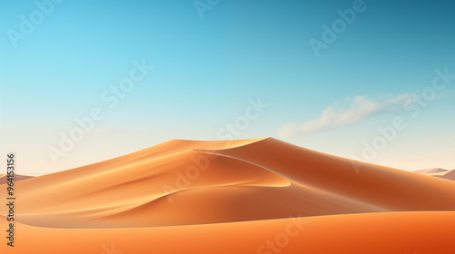 A desert landscape with a large hill in the background