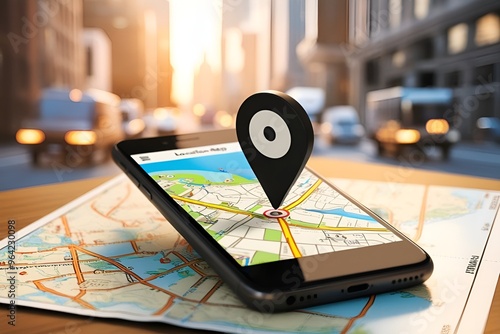 Mobile gps navigation, travel destination, location and positioning concept