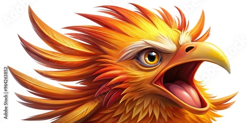 Fiery-Eyed Cartoon Bird With Windswept Feathers Squawks In Frustration, Beak Wide Open