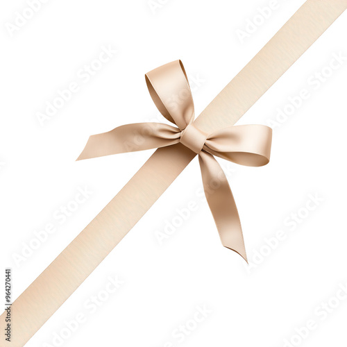 Elegant satin ribbon bow in soft beige