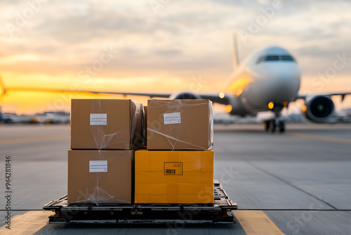 Airplane and Product Boxes | Global Shipping and Logistics for Efficient Cargo Transport