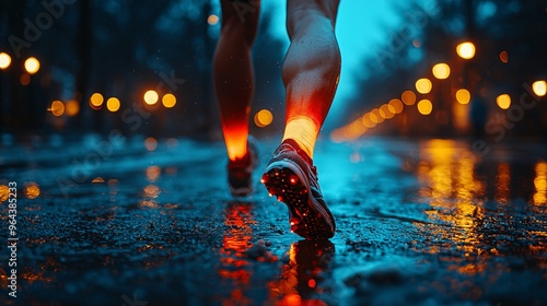 An athlete pushing through the pain, with one knee glowing red as they attempt to keep going.