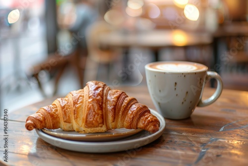 Morning coffee and croissant delight