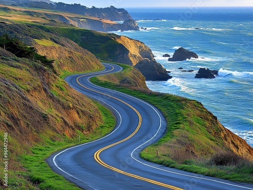 Winding Road Along the Coast.