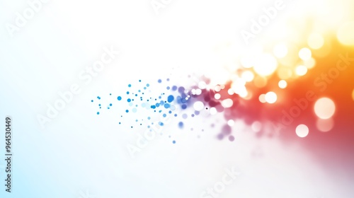 Abstract background with colorful bokeh and light streaks on a white background.