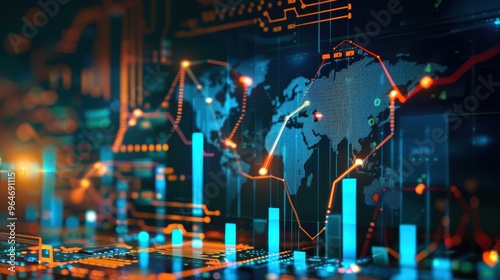 Digital representation of financial data visualization, likely used in the context of business analytics or stock market monitoring