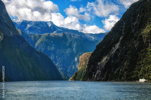 World famlous Fiord of Milford Sound in South Island of New Zealand. This Fiord is located in Fiordland National park.