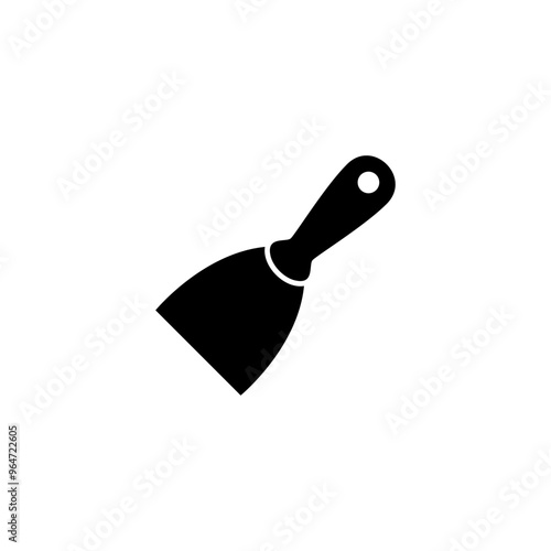 Modern black vector icon of a putty knife, symbolizing construction and repair.