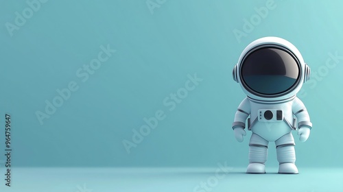 Small Astronaut on Blue Background