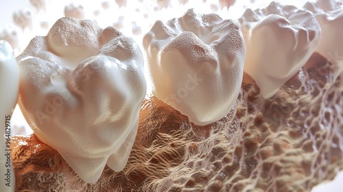 Close-Up View of Biofilm on Teeth Isolated on White Background