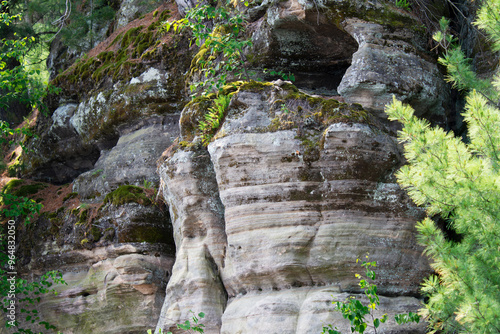 Bluffs of Cambrian sandstone along the Wisconsin River in the Wisconsin Dells.