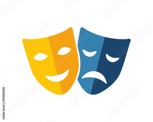 Comedy and Tragedy Masks. Masquerade Mask, Comic and Tragic Vector Icon for Theater or Carnival.