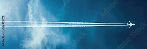 A cargo plane generating contrails in the clear blue sky