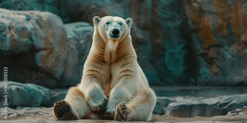 Humorous bear perched in a funny position