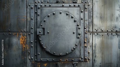 A close-up shot of the hatch door on an industrial silo showcasing its robust design