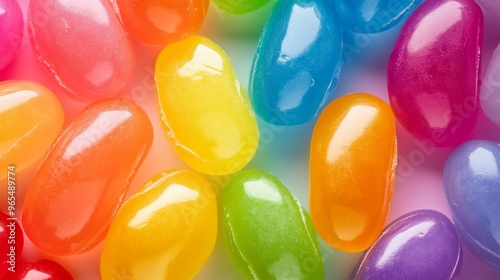 A rainbow of jelly beans arranged with each color clearly separated