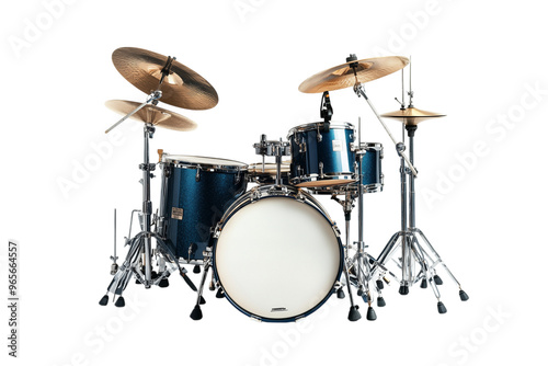 Blue Drum Kit Set - Isolated on White Transparent Background, PNG 