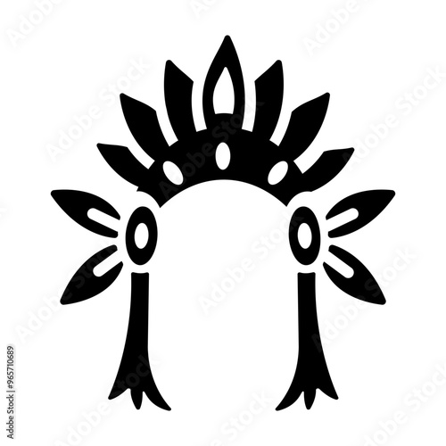 Feather headdress icon in glyph style 