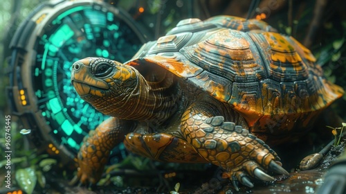 Modern Paradox: The Intersection of Technology and Nature with a Turtle