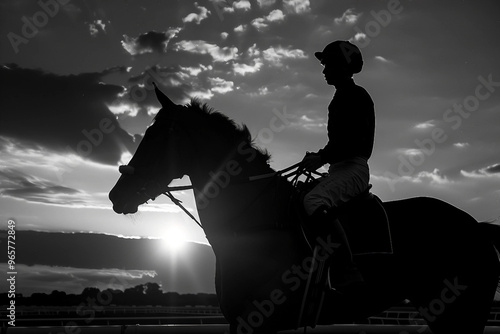 Generative AI photo image of person who ride horse, equestrian professional sport profession