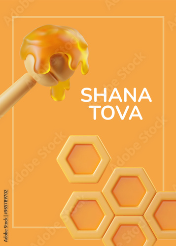 Honey pot 3d vector illustration for Rosh Hashanah