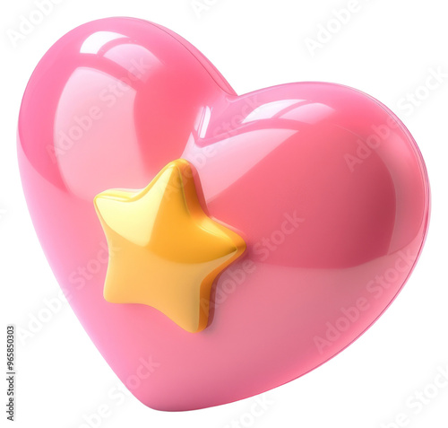 PNG Pink heart with yellow star