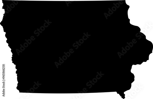 State of Iowa Silhouette Outline Graphic Design with Transparent Background 