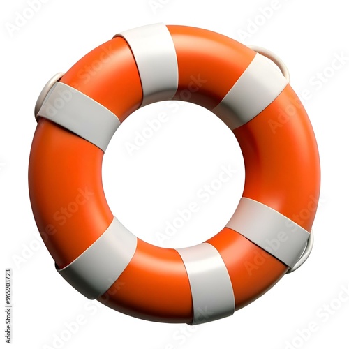 A bright orange lifebuoy with white stripes. a classic symbol of safety and rescue.