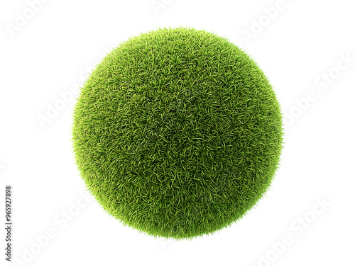 Green grass ball isolated on transparent or white background