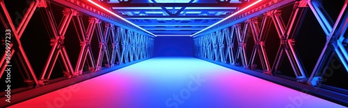 Steel truss girder construction element 3D render of isolated press wall on white background