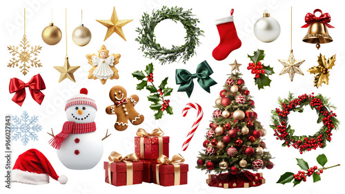 PNG Christmas element set, transparent background