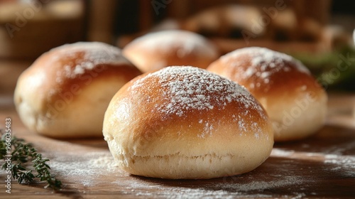 soft and fluffy bread roll with a golden crispy crust and light flour dusting perfect for a fresh bakery-style snack