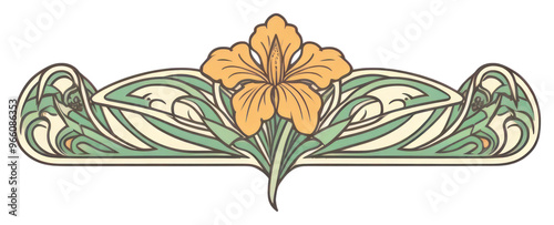 PNG Elegant floral art nouveau design