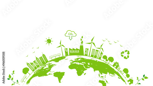 Sustainable corporation development, CO2 reduction and Carbon Net zero emission concept, ESG Environment Society and Governance, Earth day, World environment day