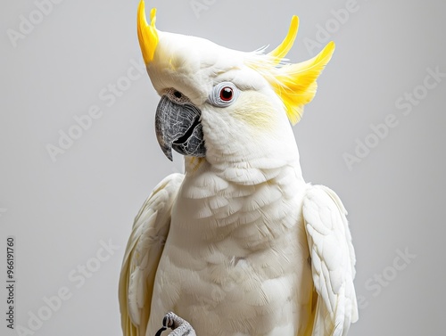 Sulphur-crested cockatoo standing on white background