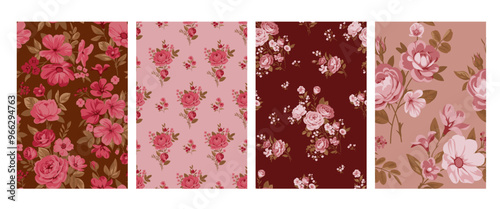 Seamless pattern with vintage roses for summer dress fabrics