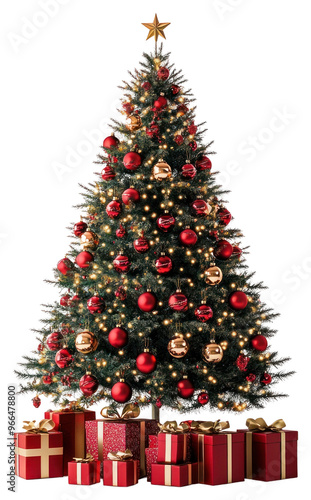 PNG Festive Christmas tree with gifts