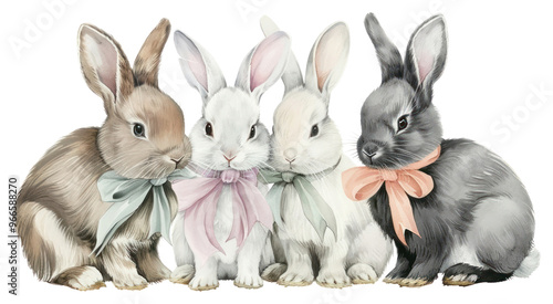 PNG Bunny family bunnies illustration rabbits.