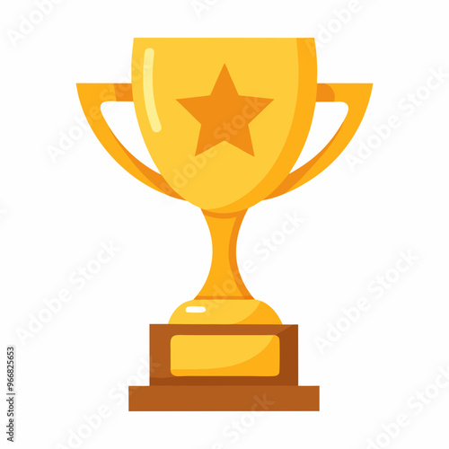 Gold trophy cup. A golden trophy with a star on top on a white background 